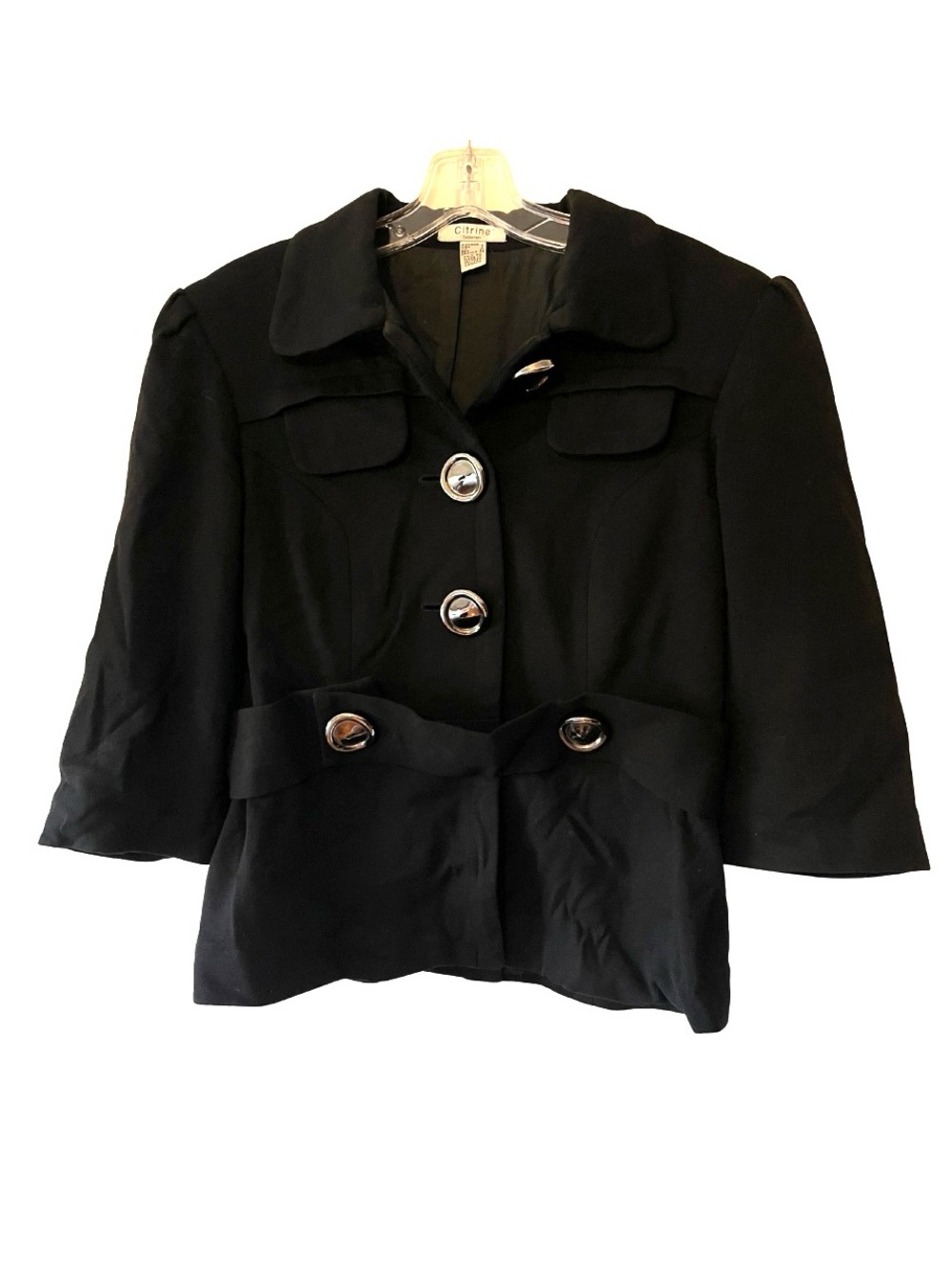 Vintage Citrine Black Button-Up front Jacket